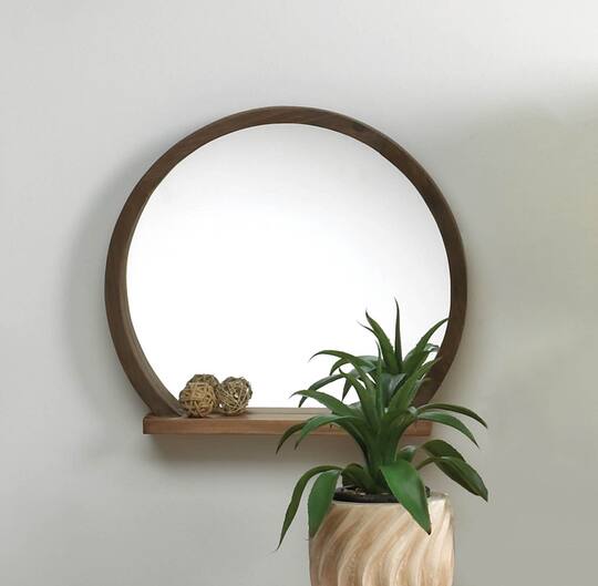 Round Wooden Mirror With Shelf Michaels, Wooden Round Mirror With Shelf
